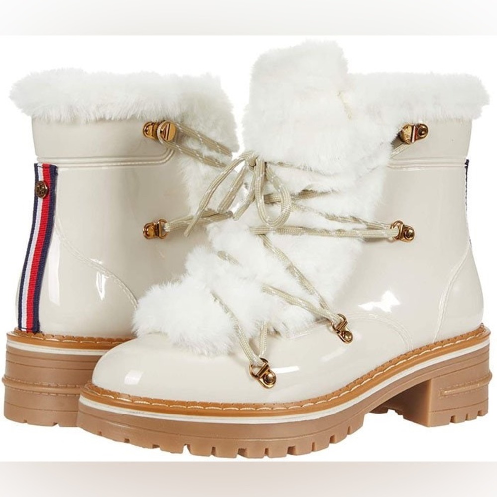 Tommy Hilfiger Women Armini Combat & Lace-up Boots White NEVER WORN with box